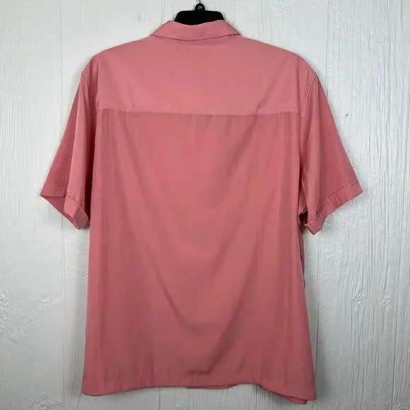 CUBAVERA shirt men’s 2X short sleeve camp/bowling button up salmon pink - Picture 6 of 8